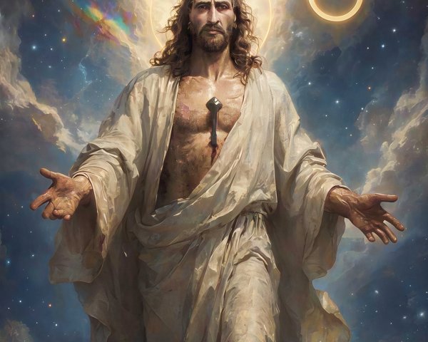 Realistic Digital Painting of Masculine Jesus Figure