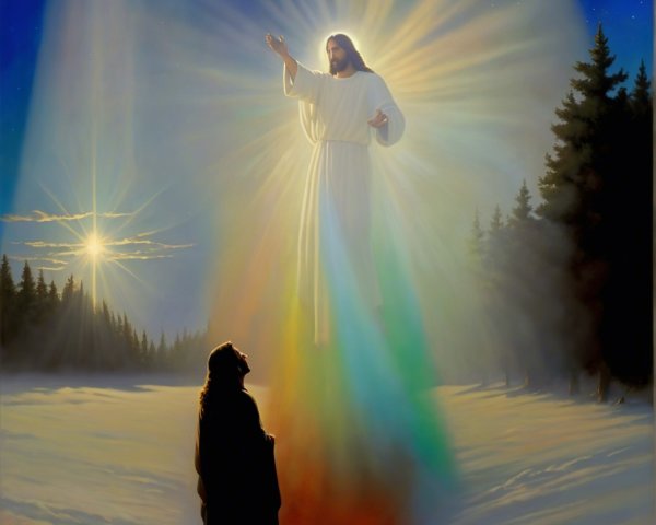 Winter Landscape with Divine Figure and Ethereal Light