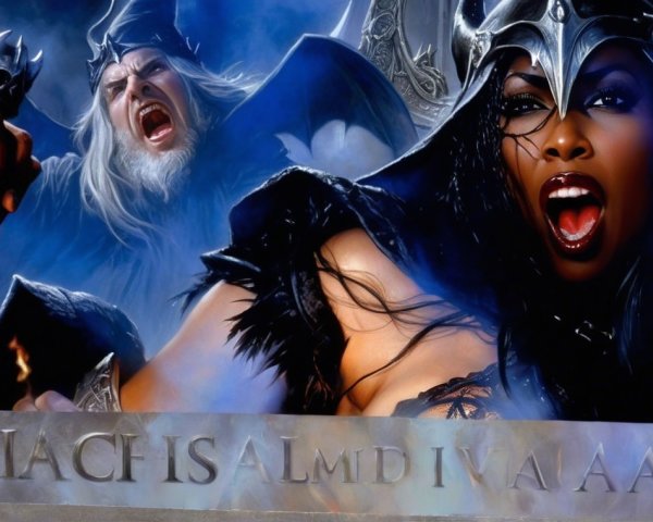 Dramatic Fantasy Scene with Armored Characters