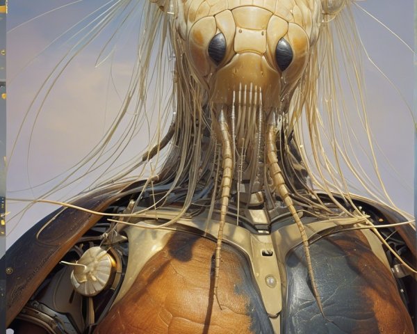 Futuristic Humanoid Robot with Organic and Mechanical Features