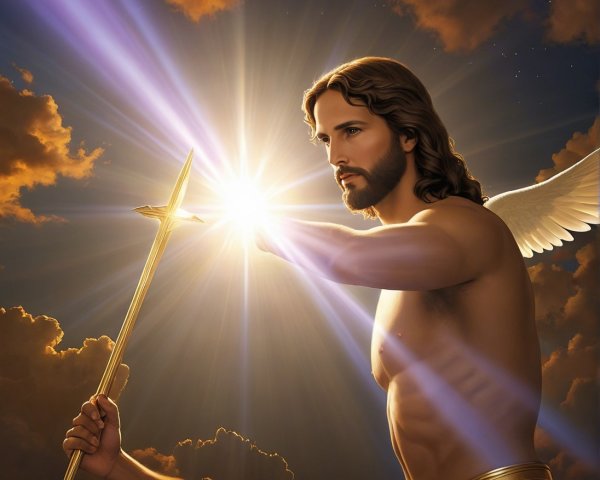 Majestic Digital Art of Jesus-Like Figure with Wings
