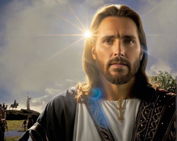 Traditional portrayal of a serene Jesus figure