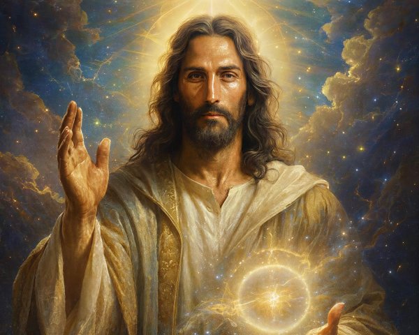 Digital Painting of Jesus Christ in Cosmic Setting