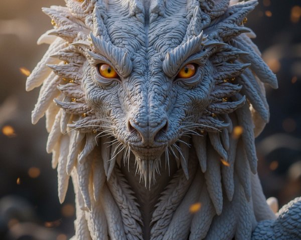 Majestic dragon with textured scales in mystical landscape