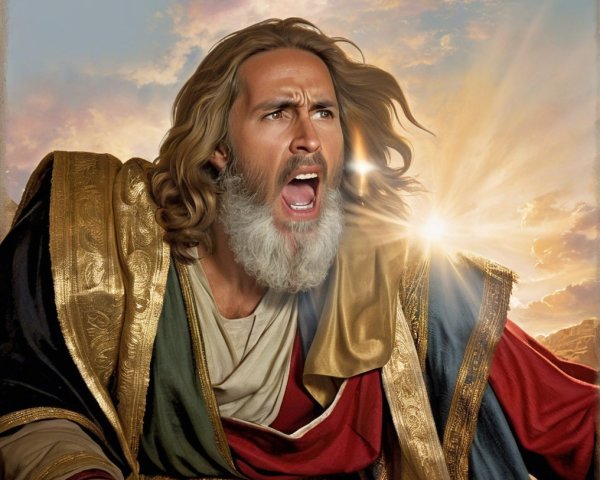 Dramatic portrayal of a powerful, emotional figure