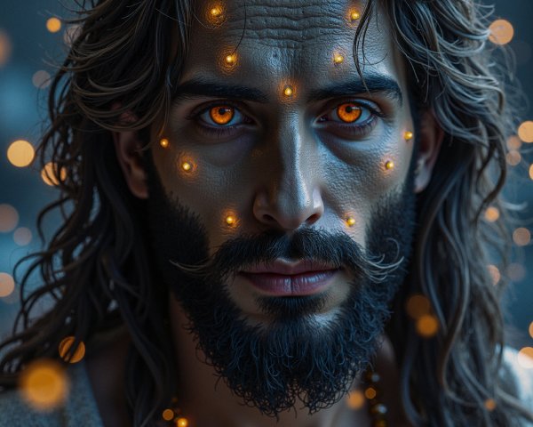 Close-up Portrait of a Man with Ethereal Features