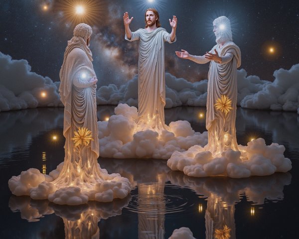 Ethereal Figures in a Starry Celestial Landscape