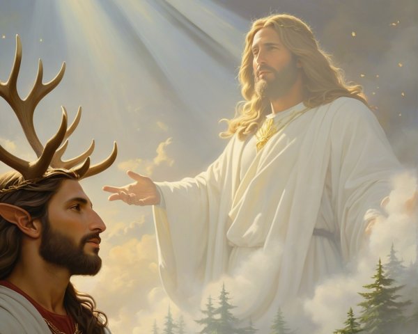 Ethereal Scene with Figures in Heavenly Surroundings