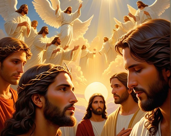 Heavenly Scene of Jesus Ascending with Angels