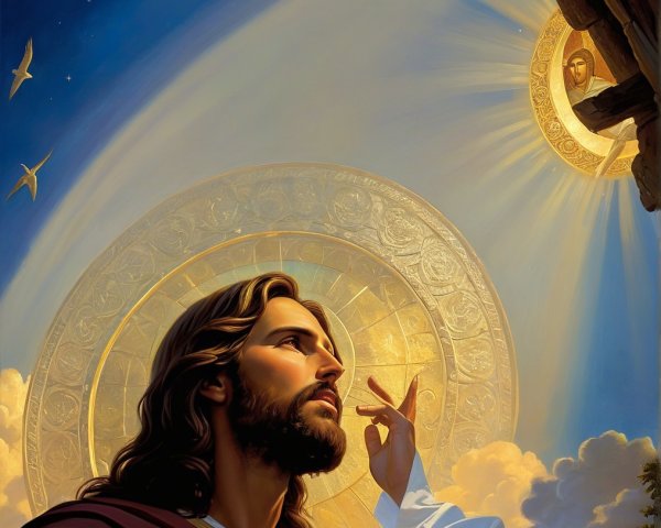 Serene depiction of Jesus with divine elements