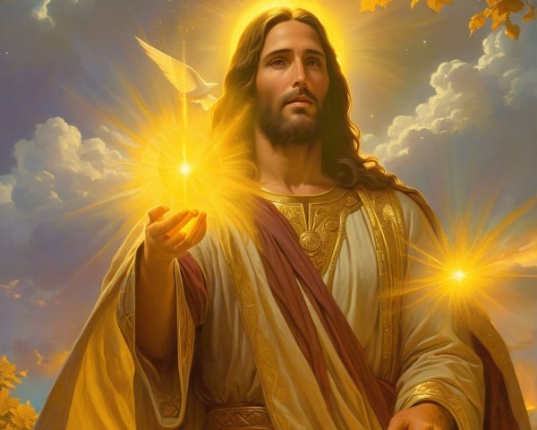 Divine Figure Radiating Light and Symbolizing Peace