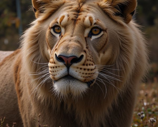 Majestic lion with golden mane in natural habitat