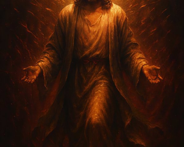 Ethereal Painting of Jesus Christ in Cosmic Background