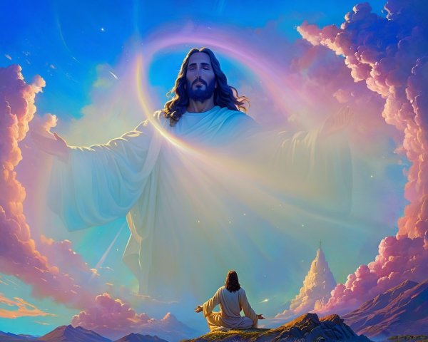 Ethereal Landscape with Majestic Figure and Contemplation