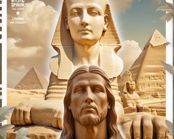 Ancient Egyptian Symbols in Desert Scene Collage