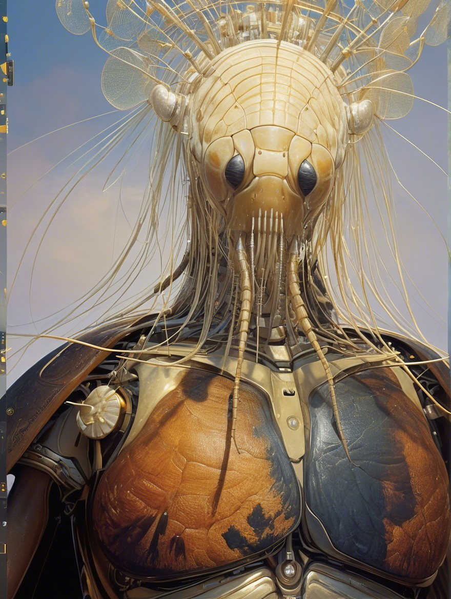 Futuristic Humanoid Robot with Organic and Mechanical Features