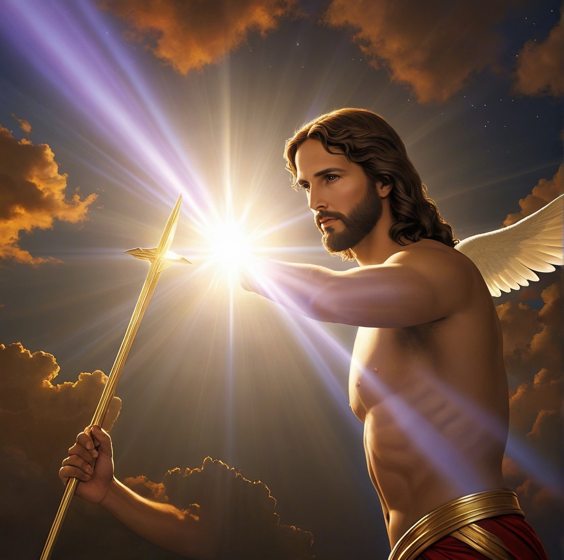 Majestic Digital Art of Jesus-Like Figure with Wings