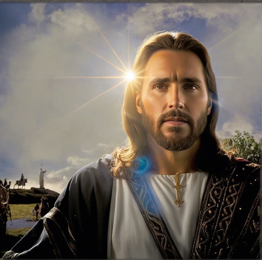 Traditional portrayal of a serene Jesus figure