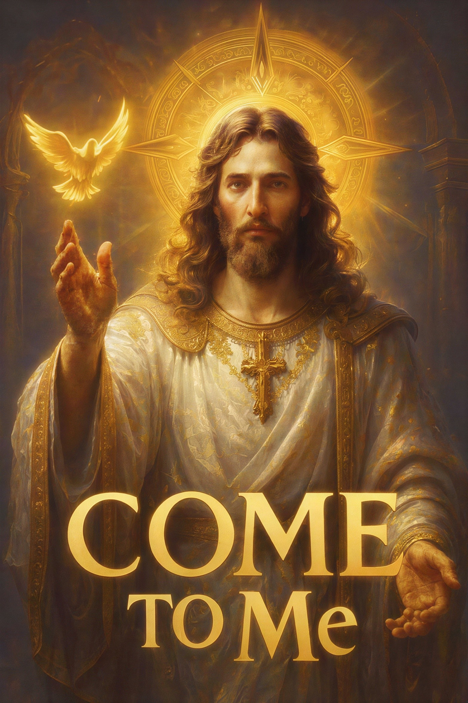 Detailed Digital Painting of Jesus with Halo and Robes