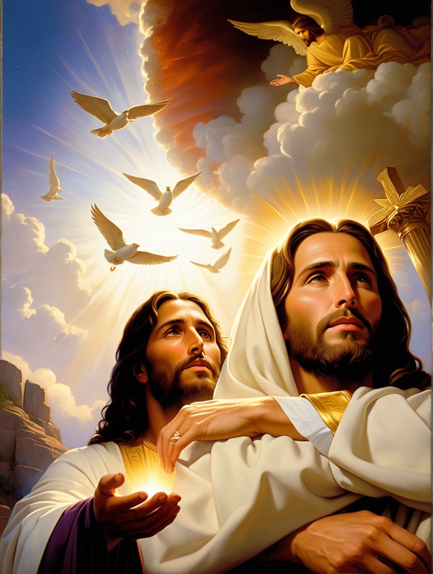 Figures Symbolizing Serenity and Compassion in Light