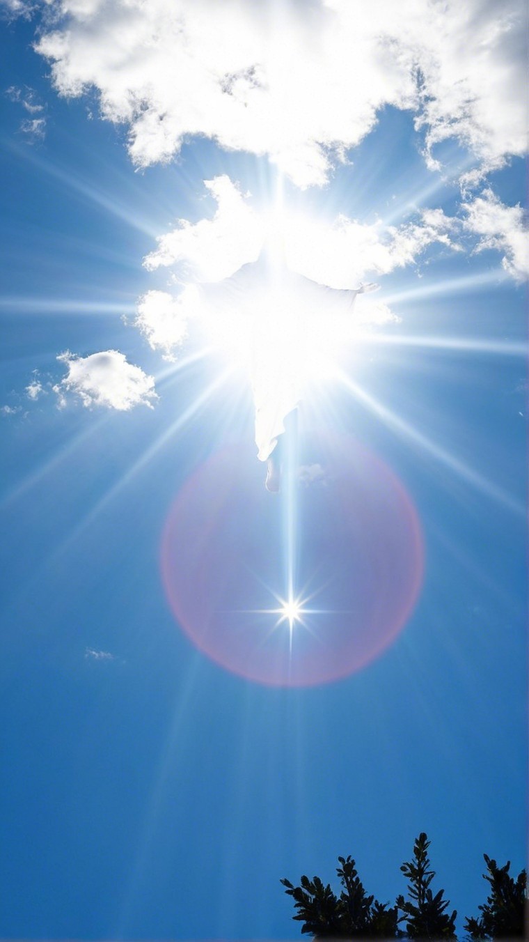 Bright Sunlight and Clouds in a Blue Sky Scene