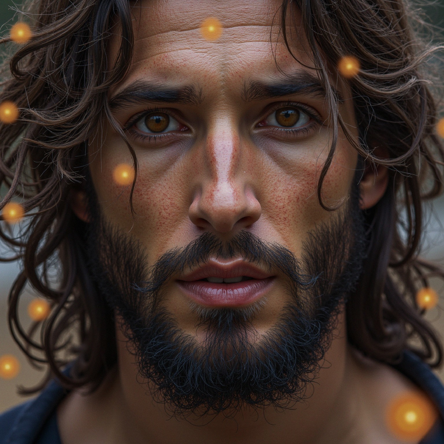 Close-Up Portrait of a Young Man with Wavy Hair