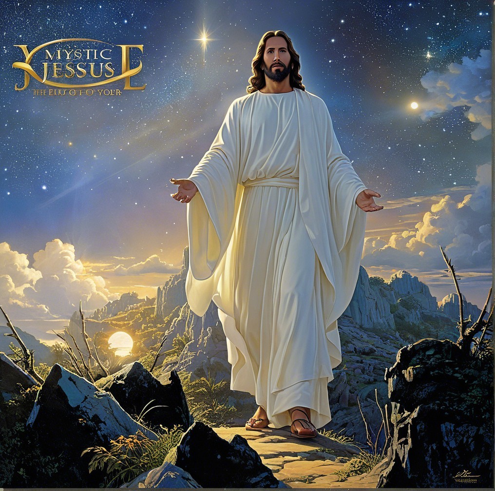 Jesus Figure Against Cosmic Starry Background
