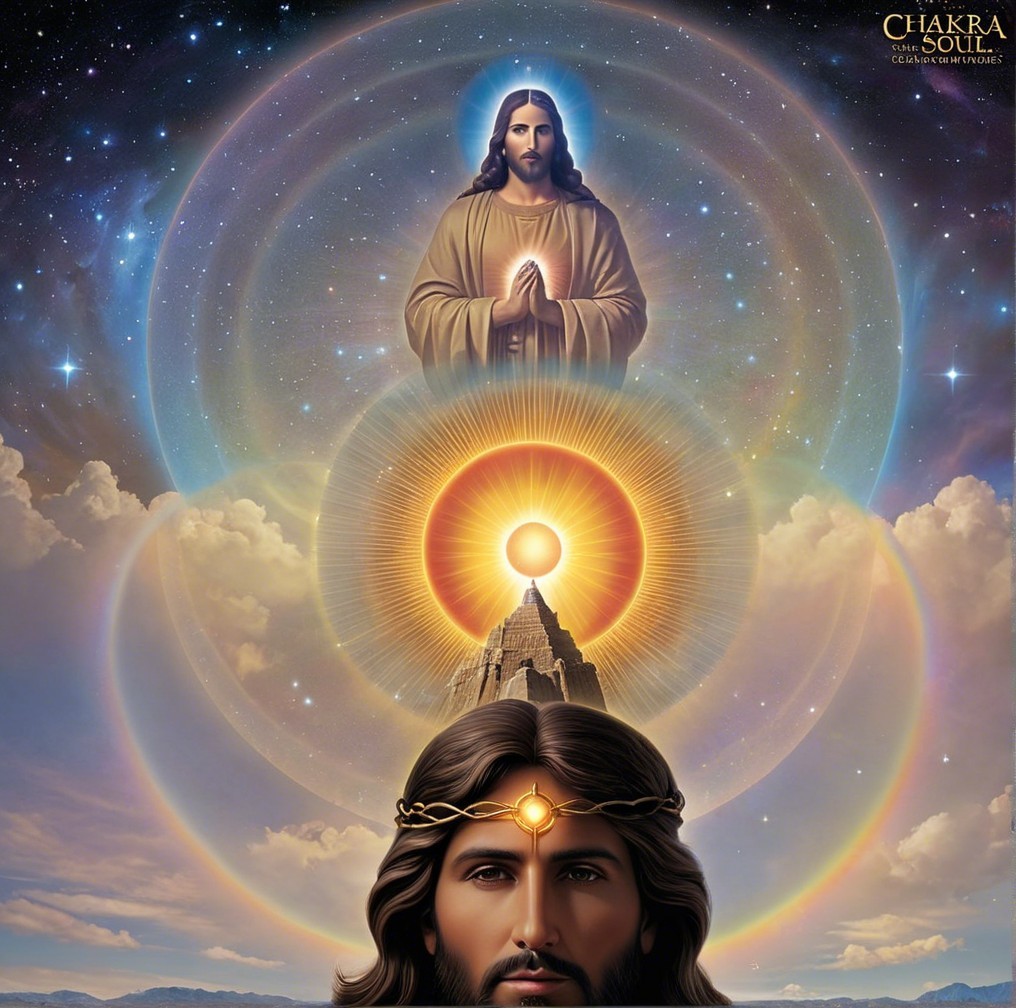 Celestial Scene Featuring Radiant Jesus and Cosmic Elements