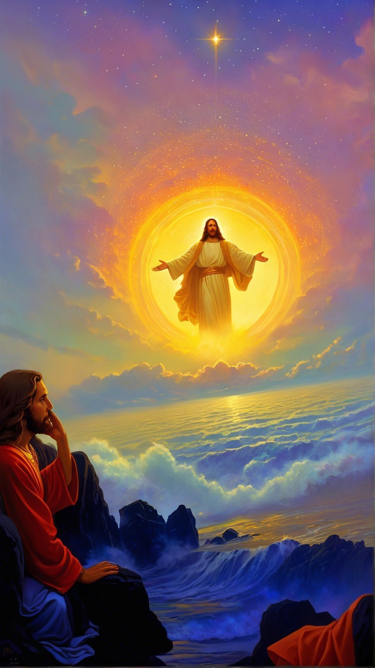 Heavenly Scene with Divine Being and Starry Sky