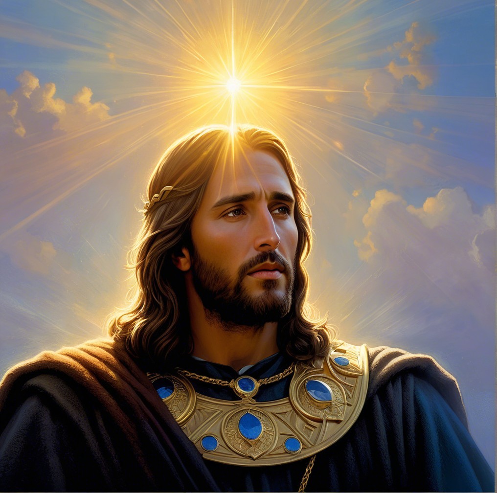 Serene Figure with Flowing Hair and Halo of Light