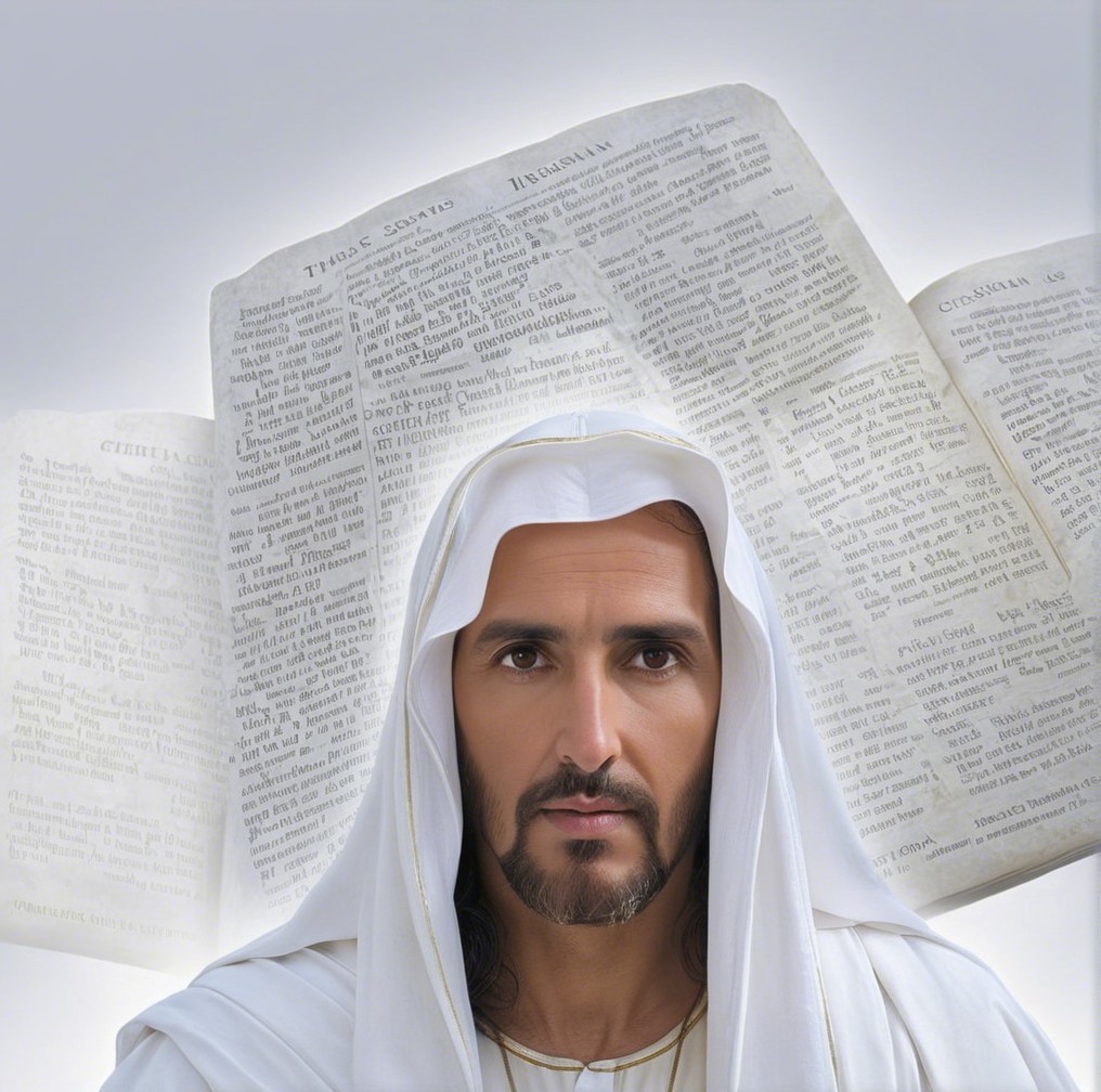 Serene Figure in White Robe with Illuminated Book