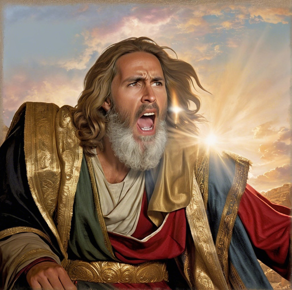 Dramatic portrayal of a powerful, emotional figure