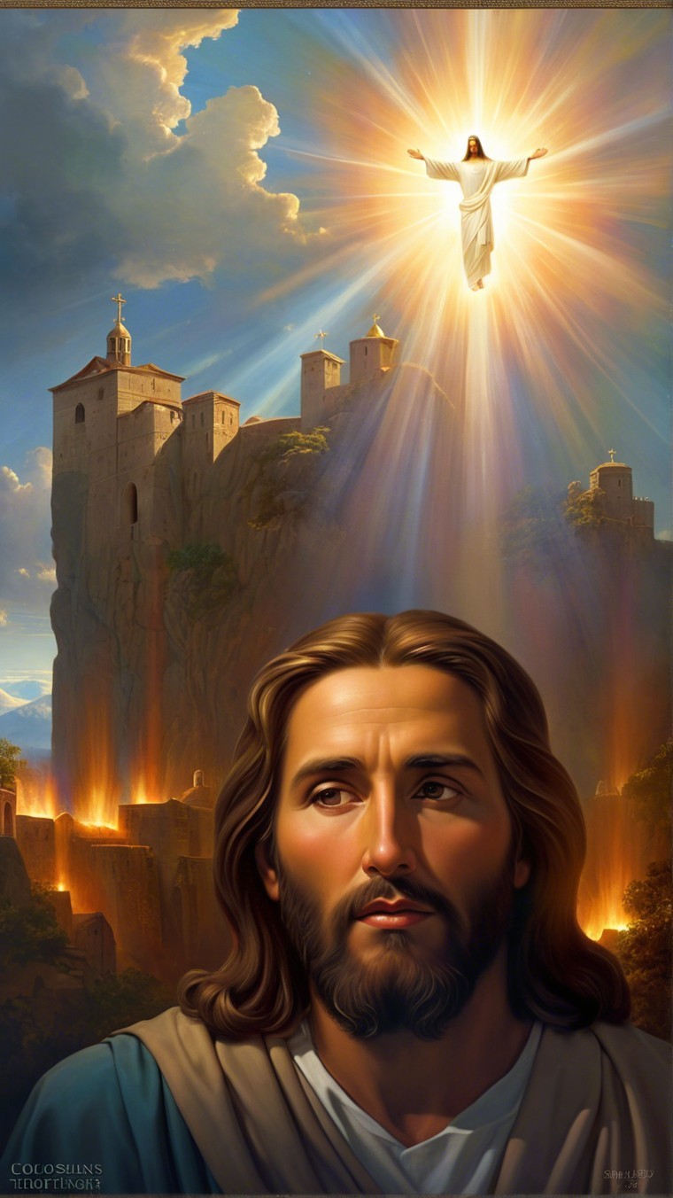 Majestic Landscape with Mountains and Divine Figures