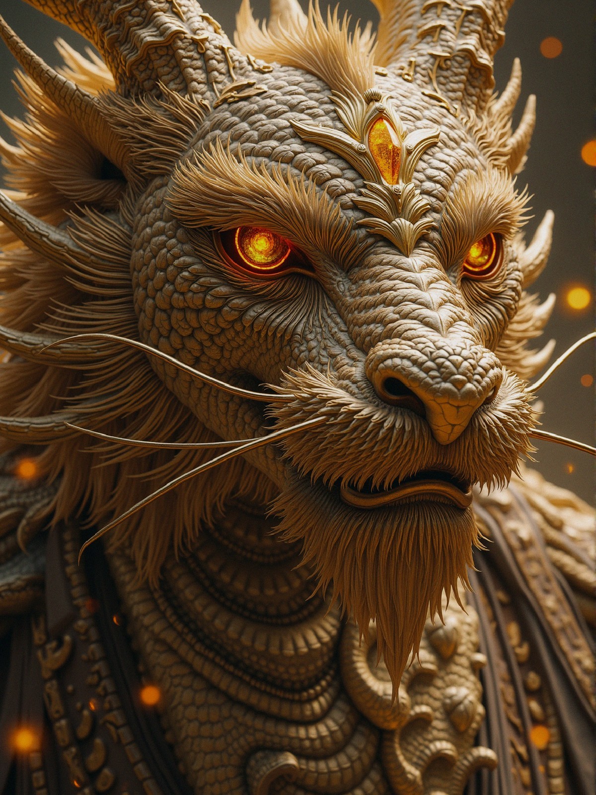 Majestic dragon with intricate scales and glowing eyes