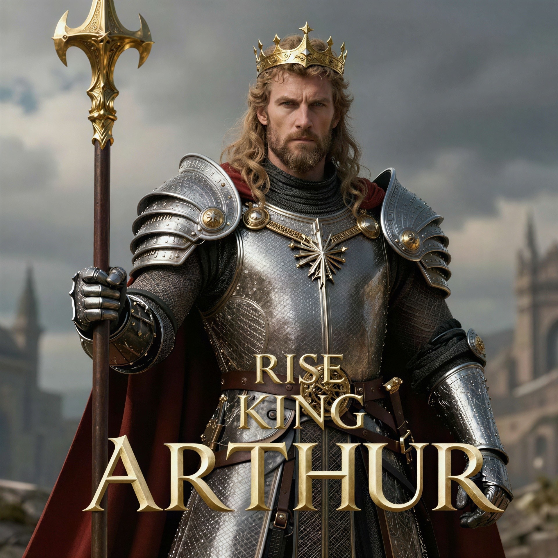Hyperrealistic Full Body Portrait of King Arthur