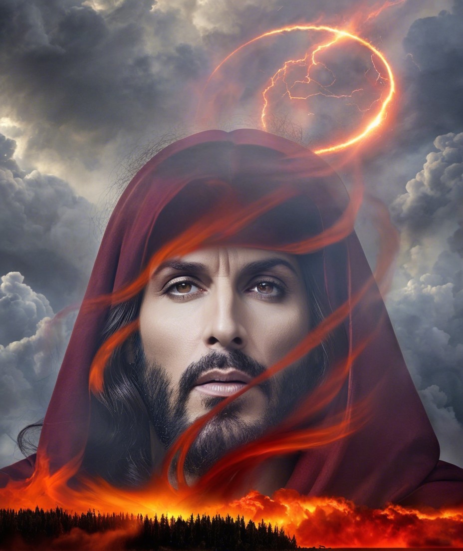 Dramatic Portrait of a Man in a Red Cloak