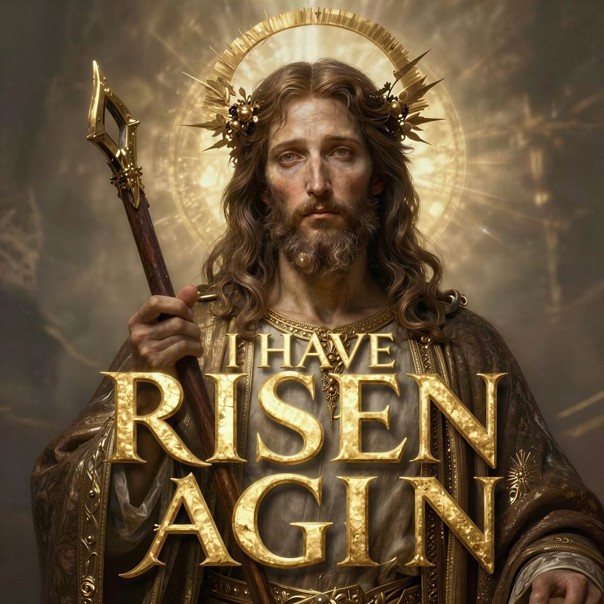 Detailed Divine Portrait of Jesus Christ in Golden Robe