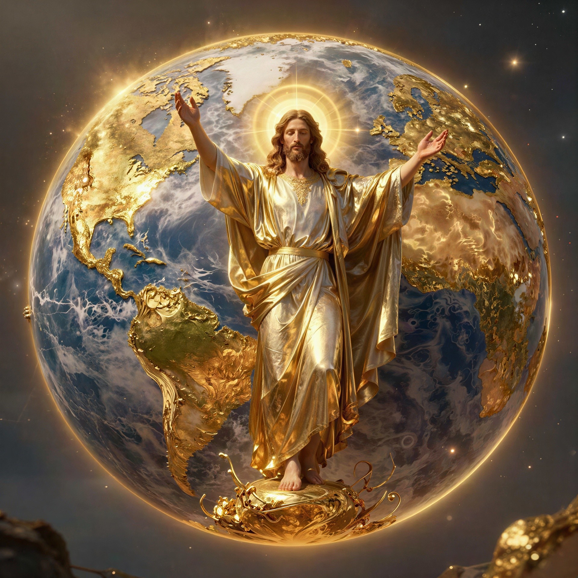 Gilded Statue of Jesus Christ with Golden Halo