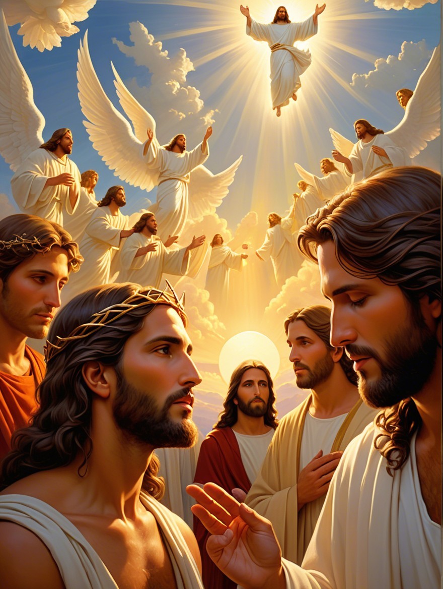 Heavenly Scene of Jesus Ascending with Angels