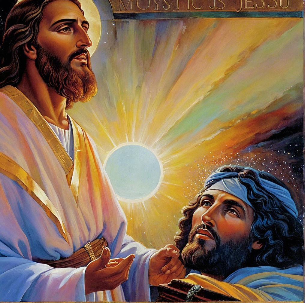 Spiritual Scene of Jesus with Cosmic Elements