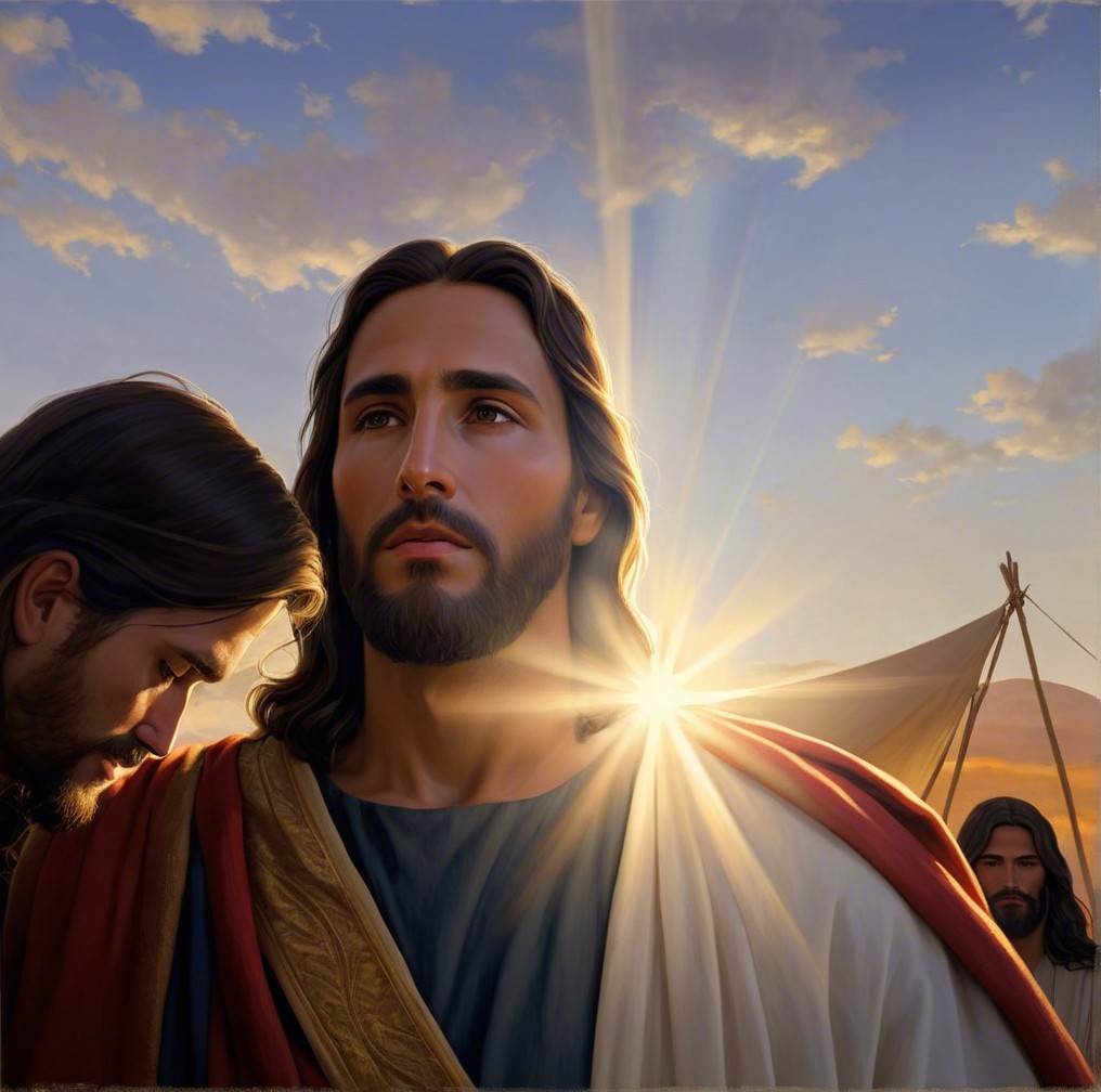 Serene Scene with Central Figure and Dramatic Clouds