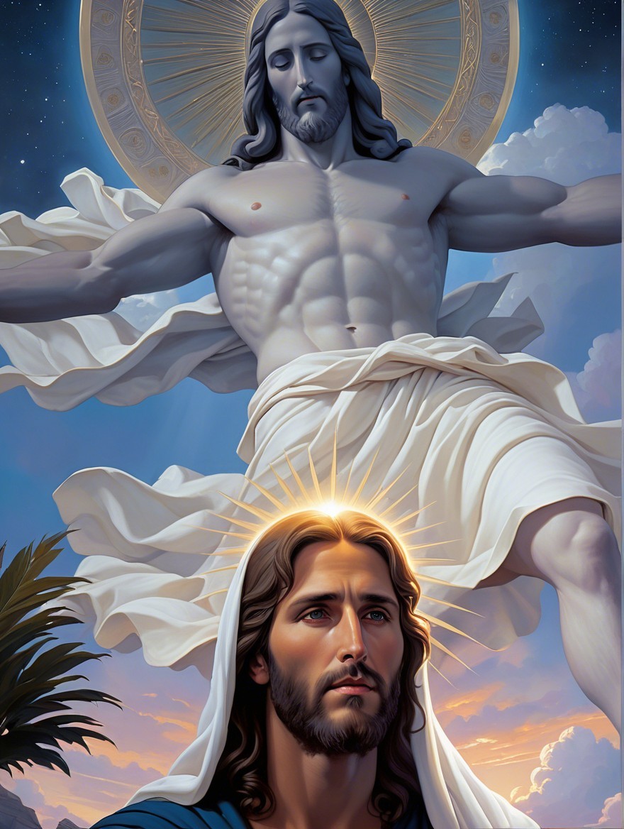 Radiant Depiction of Jesus with Halo and Serene Figure