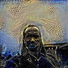 Majestic figure with wings on a hillside landscape