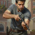 Realistic Portrait of Young Middle Eastern Man in Keffiyeh