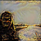 Large-scale depiction of Jesus with a surreal landscape