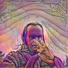 Serene Man in Contemplation with Ethereal Background