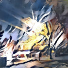 Yorkshire Terrier in Christmas Hat in Winter Wonderland