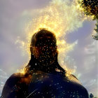 Celestial Figure in White Robes Surrounded by Light
