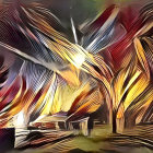 Cairn Terrier in Santa Hat in Snowy Christmas Village