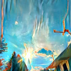 Jesus Christ Ascending with Figures in Awe and Light